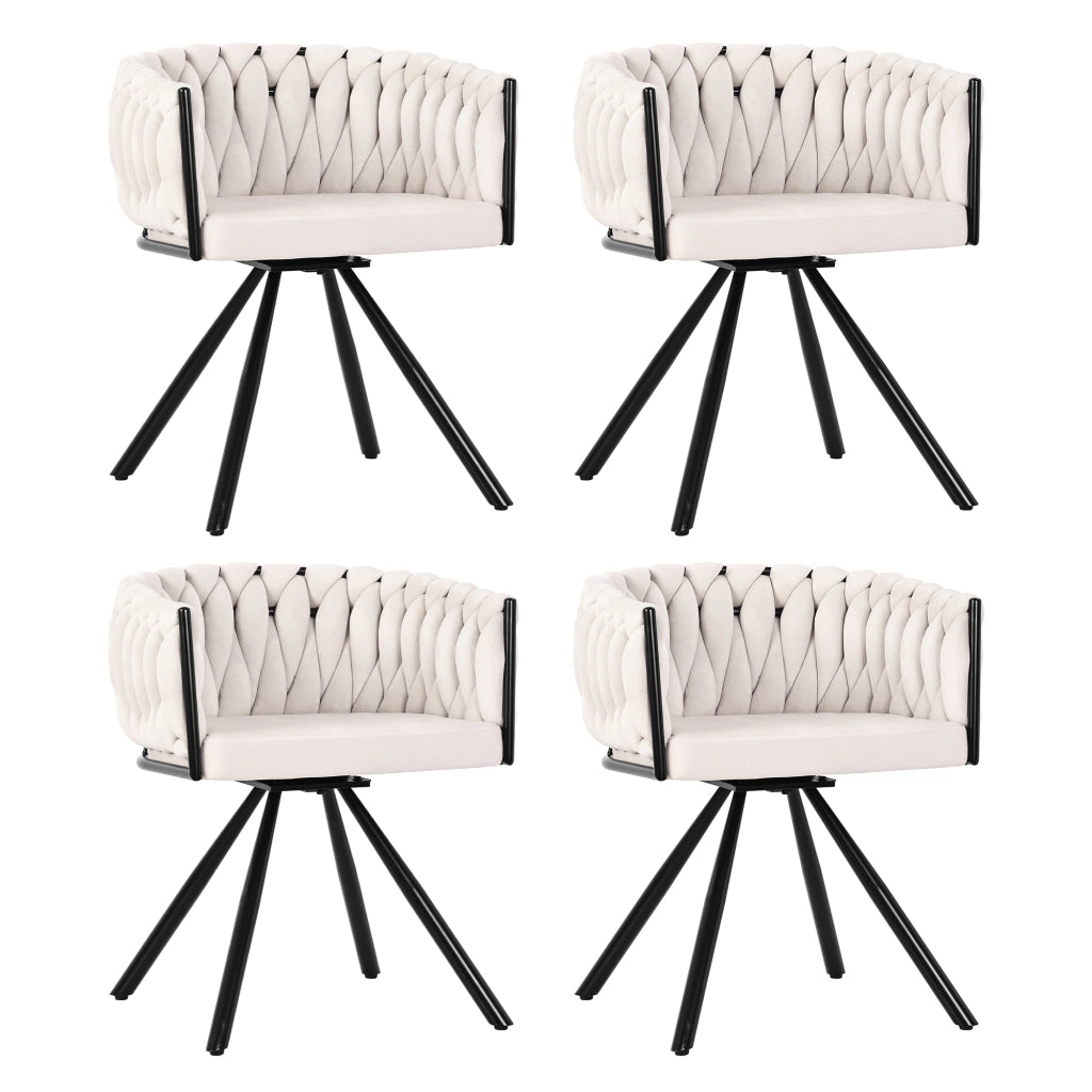 Sedia da sala da pranzo set da 2 con rotazione a 360 gradi e schienale ergonomico in velluto beige