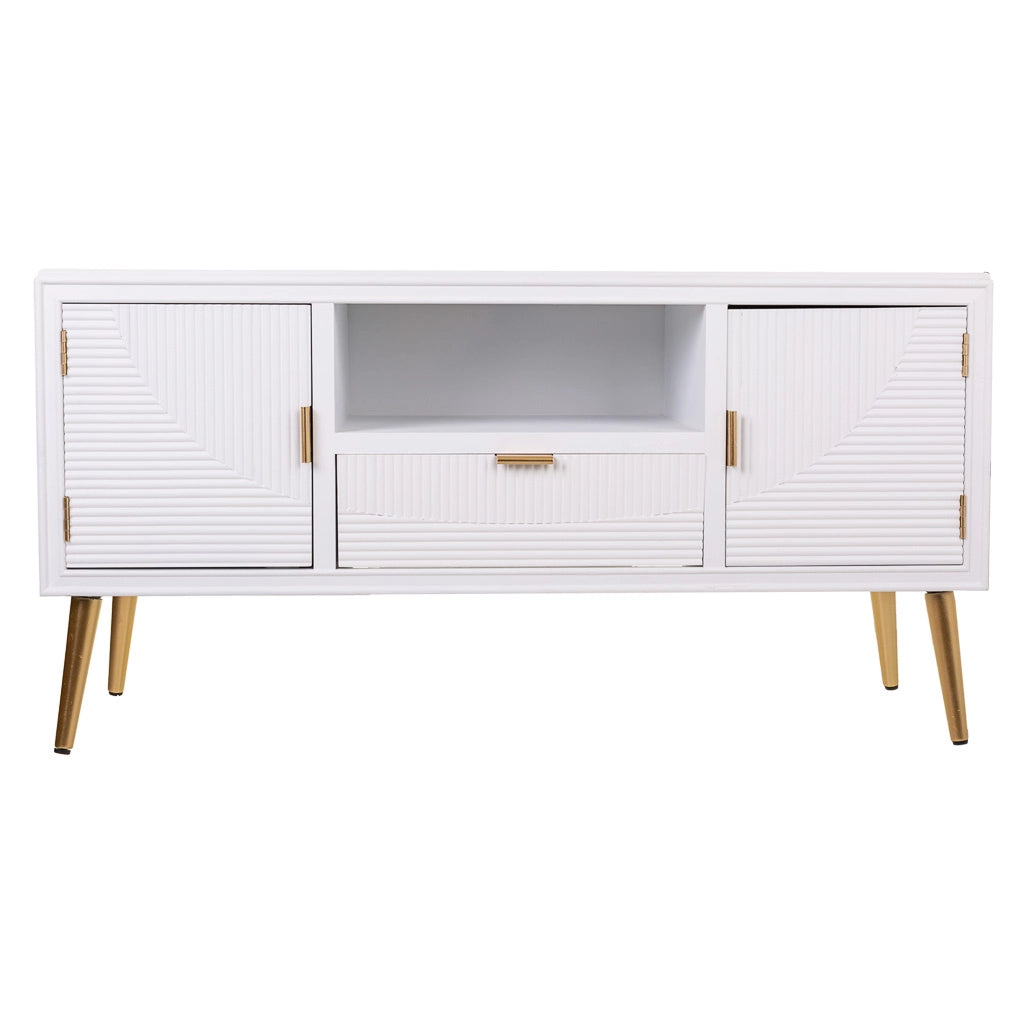 Mobile base in legno bianco 121x40,5x61,5h