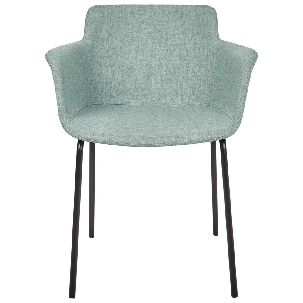 Set di 2 sedie da pranzo con rivestimento in poliestere verde menta e gambe in metallo nere stile moderno