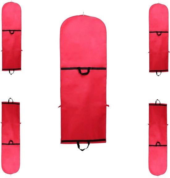 Adattasciugo per abiti da sposa 180 cm x 64 cm, con risvolto ampio, con fodero pieghevole per abiti da sera e smoking, confezione da 5 pezzi, TKB1001, colore rosso.