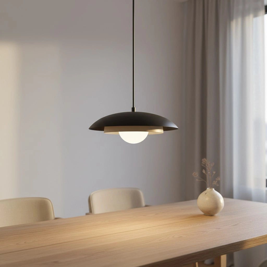 Lampada a sospensione SKIN in acciaio nero con dettagli moka