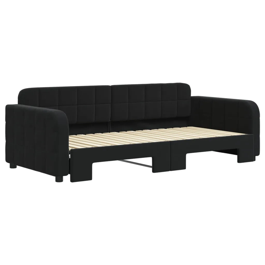 Divano Letto con Letto Estraibile-Sofa Letto-Daybed Nero 90x190 cm in Velluto 598700
