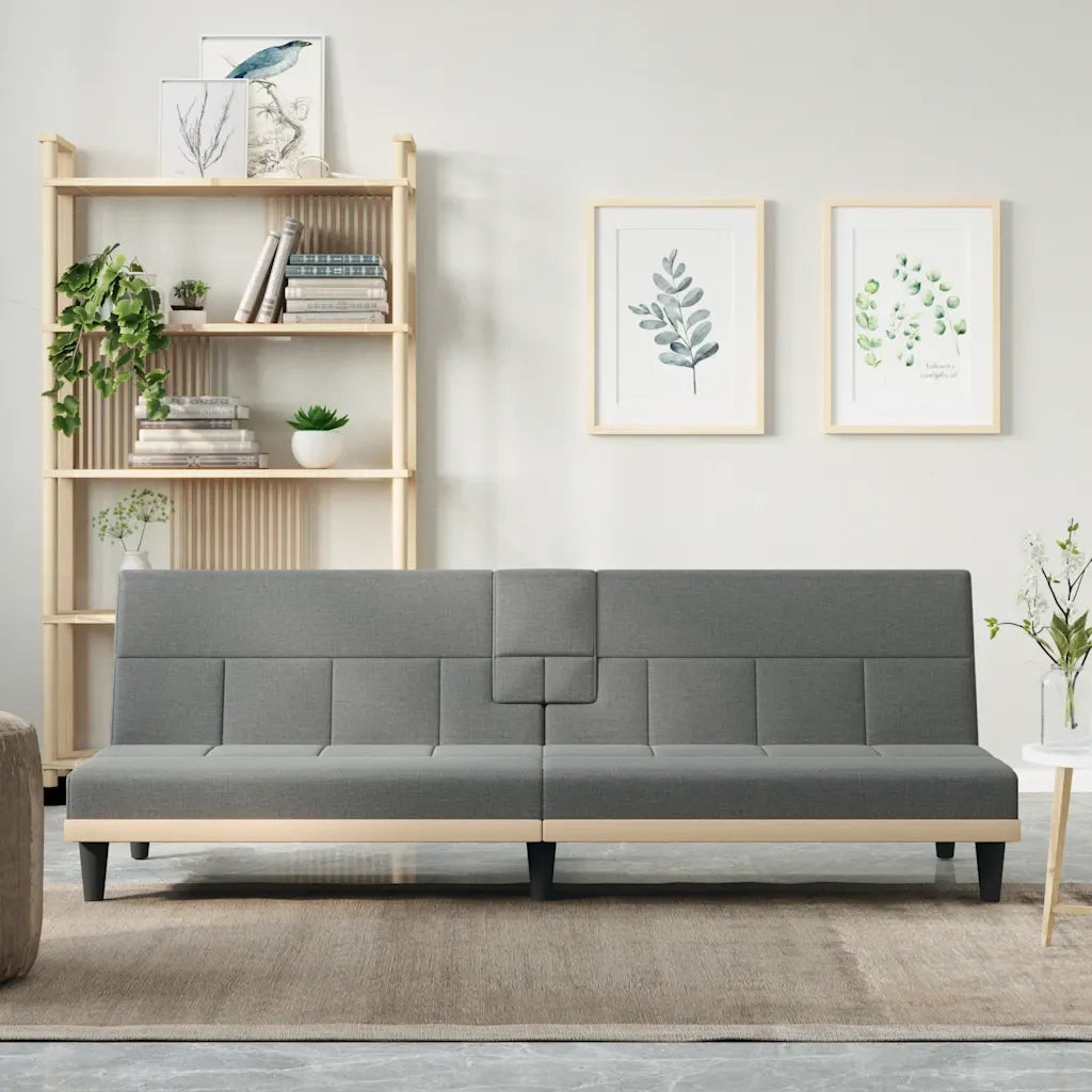 Divano Letto con Portabicchieri in Tessuto Grigio Scuro 351864