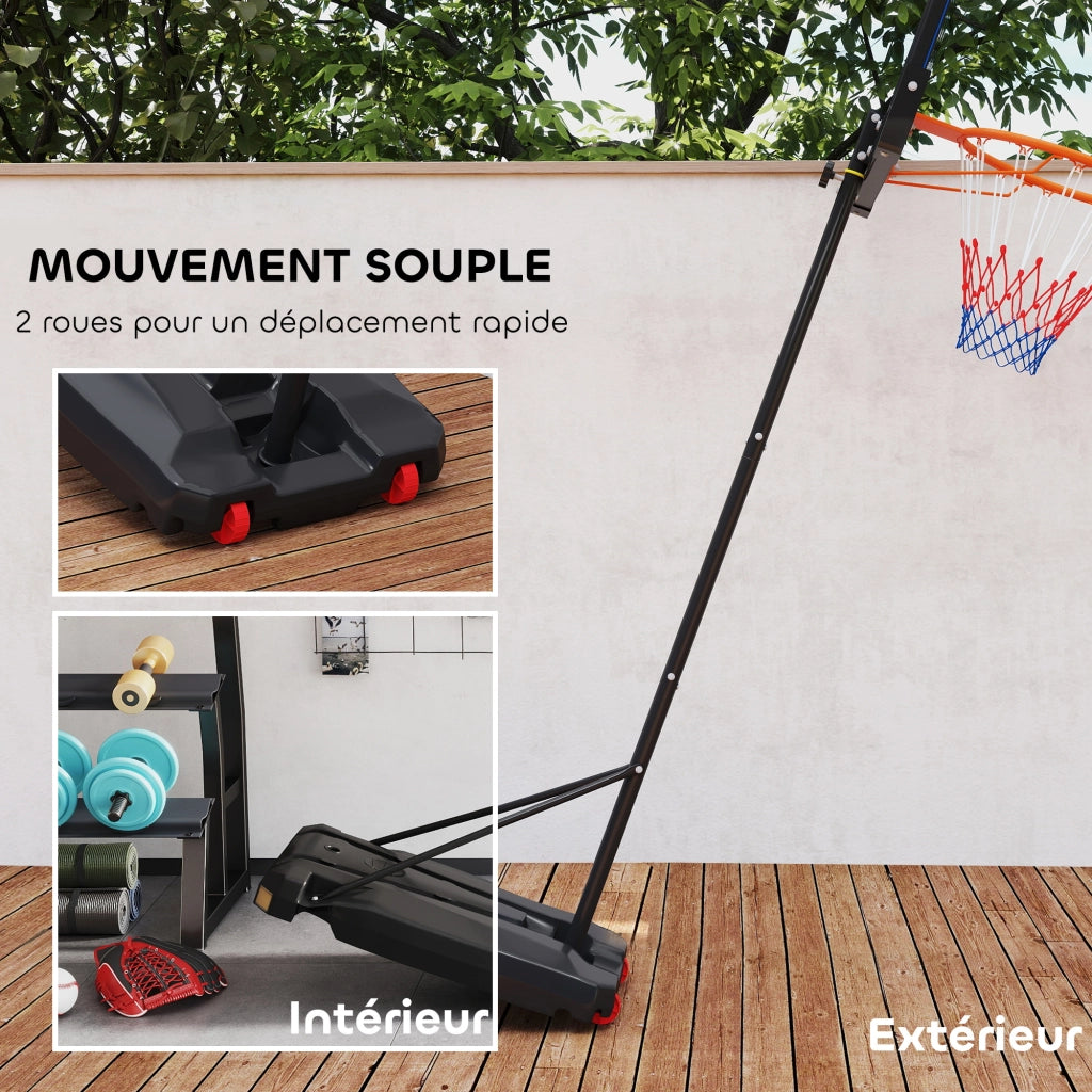 Canestro Basket Bambini Regolabile 210-260 cm con Ruote e Base ¨C zephmum ¨C Blu