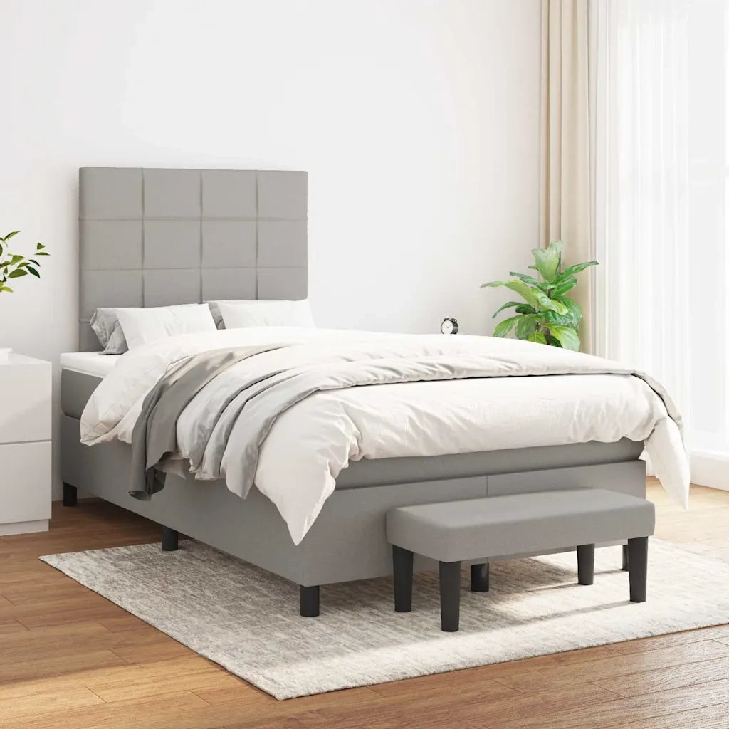 Giroletto a Molle con Materasso Grigio Chiaro 120x190cm Tessuto