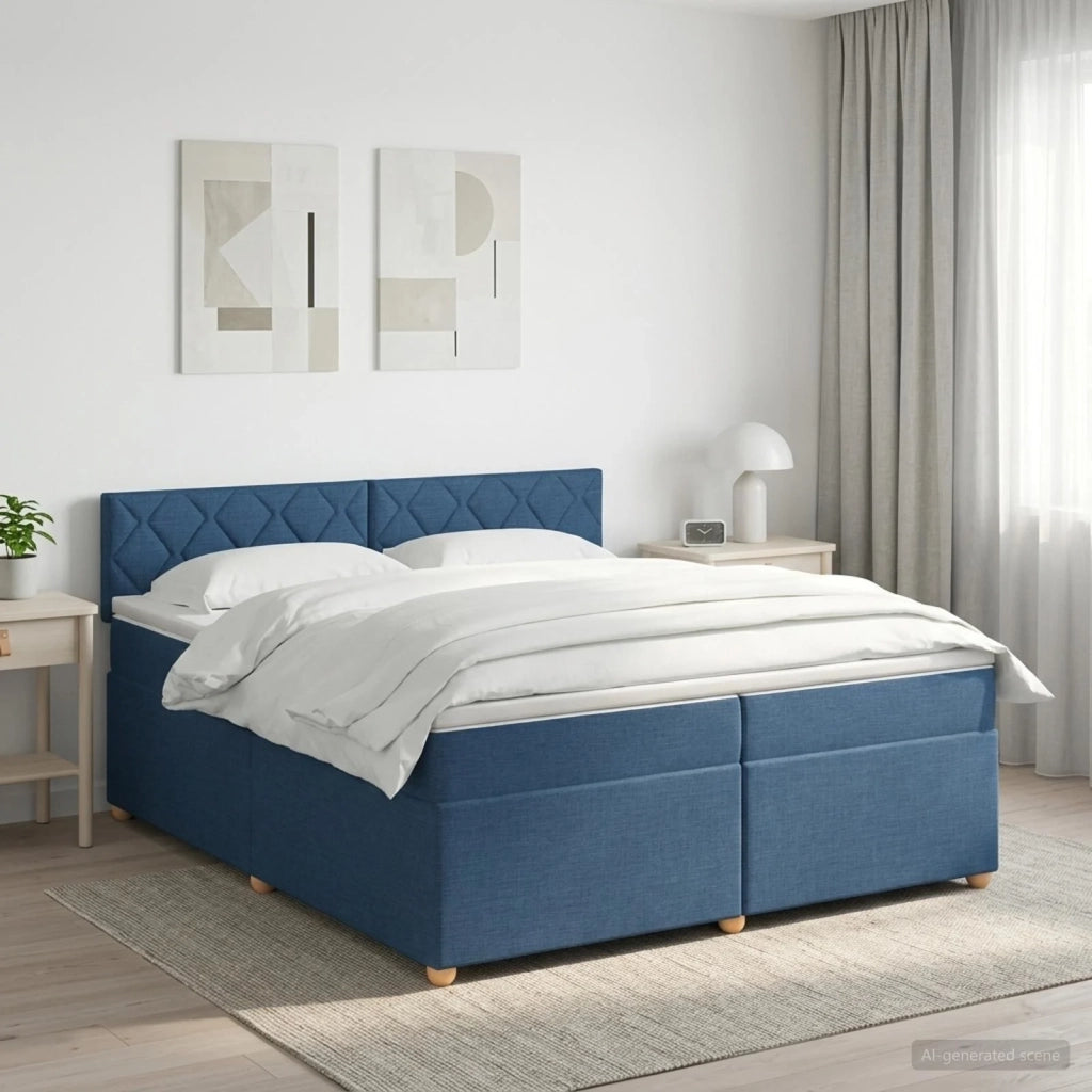 Letto box spring con materasso Blu 200 x 200 cm Tessuto 3451048