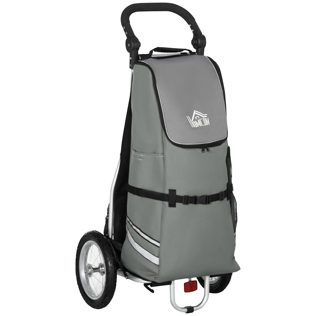 Carrello 2 in 1 per bicicletta e spesa, pieghevole, struttura in alluminio, grigio, 53 x 43 x 110 cm