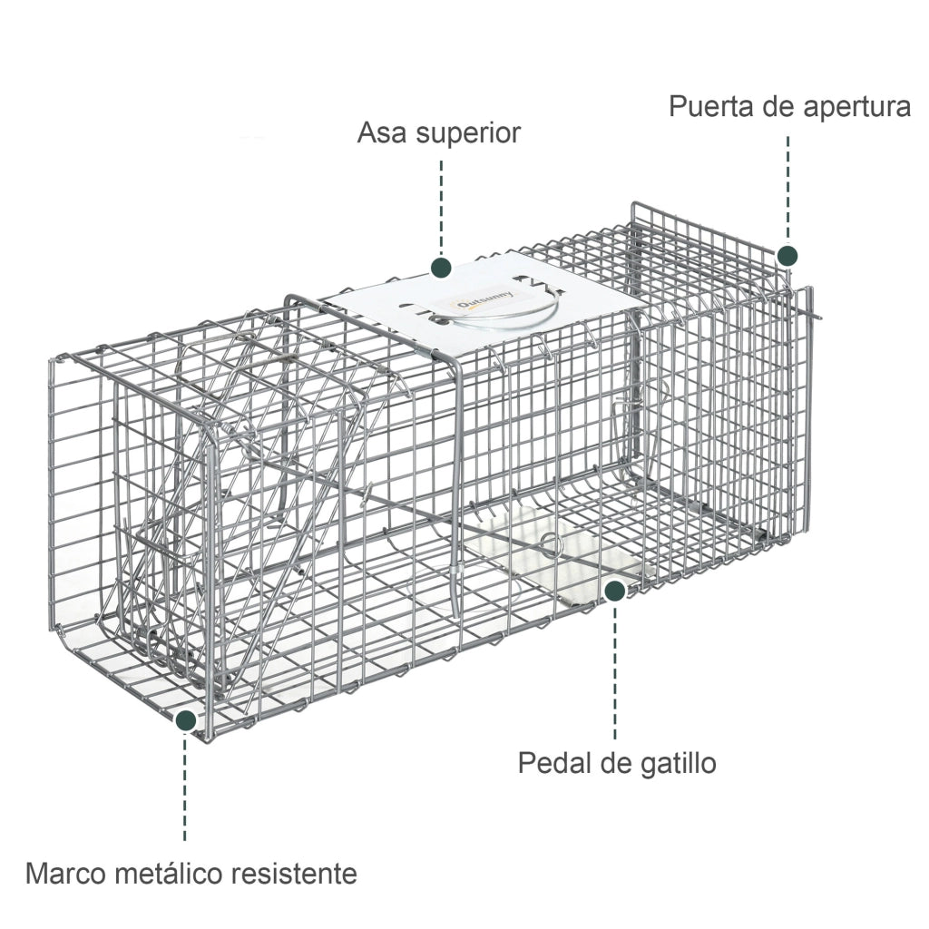 Gabbia Trappola per Animali Vivi ¨C Xylo ¨C Pieghevole 66x24x30,5 cm Argentato