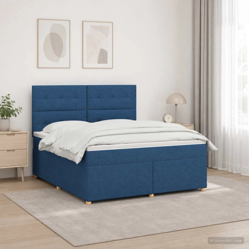 Letto box spring con materasso Blu 180 x 200 cm Tessuto 3455412