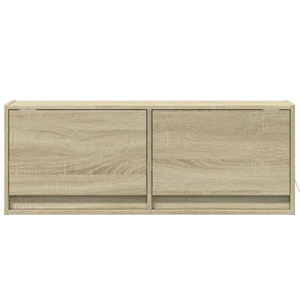 Mobile TV a Parete con Luci LED Rovere Sonoma 100x31x35 cm 852364