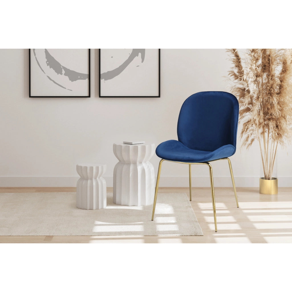 Set di 2 sedie Charlize in velluto blu e ottone