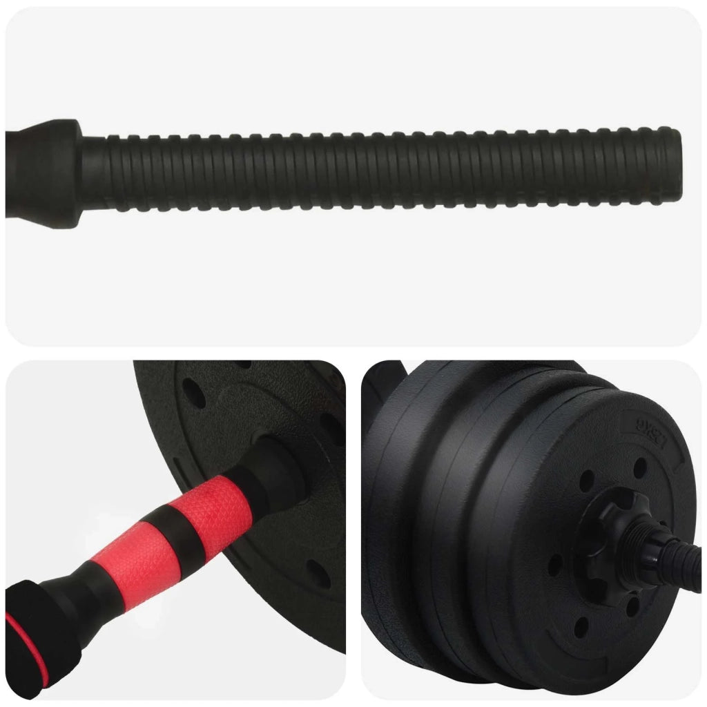 Set Manubri e Bilanciere 2-in-1 20 kg Nero e Rosso 42023463