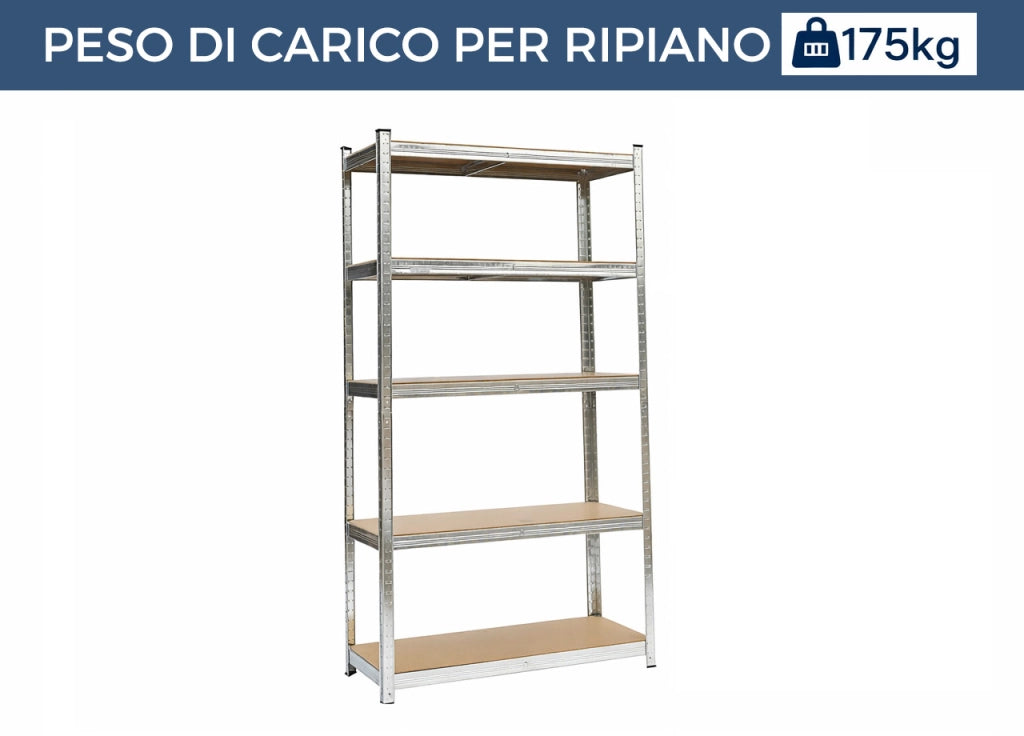 Scaffale In Acciaio Multiuso Con Ripiani Regolabili Alta Portata Storage - 5 Ripiani - Storage