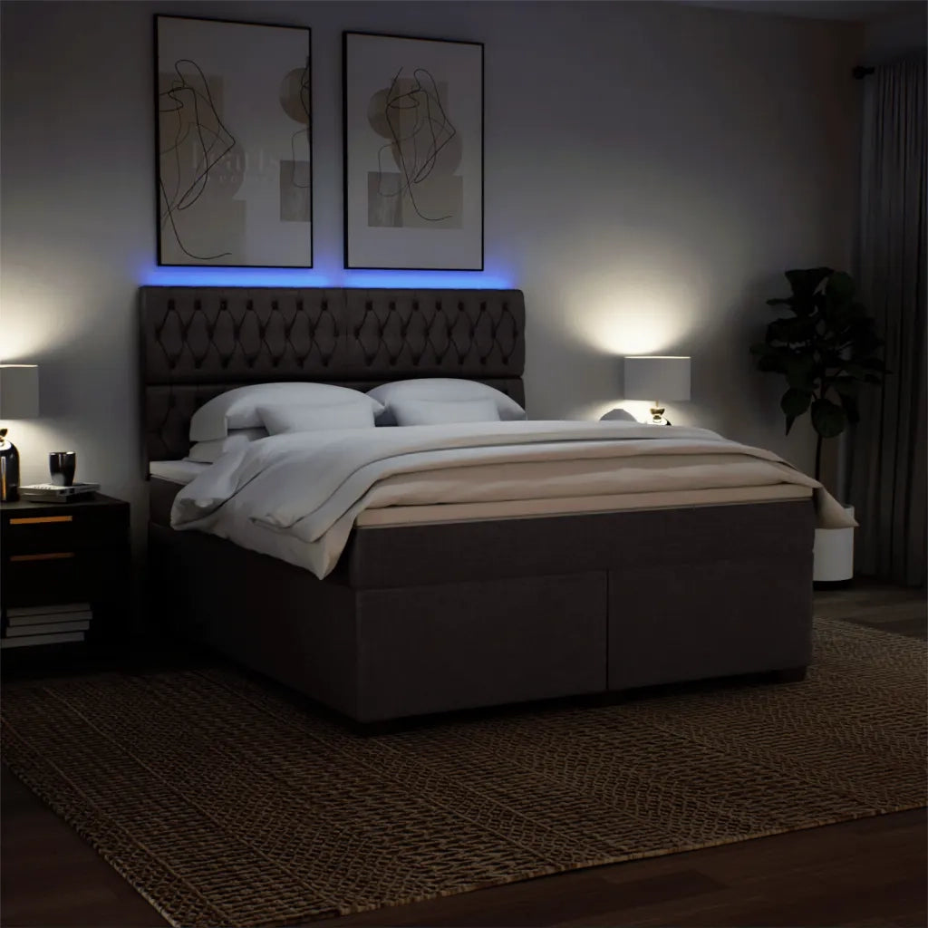 Giroletto a Molle con Materasso Marrone Scuro 180x200cm Tessuto