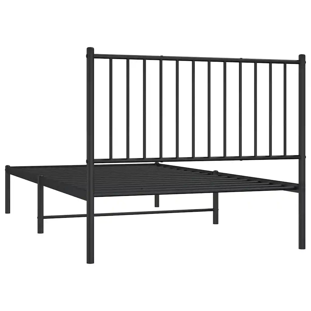 Giroletto con Testiera-Struttura Letto con testiera in Metallo Nero 100x190 cm 489206
