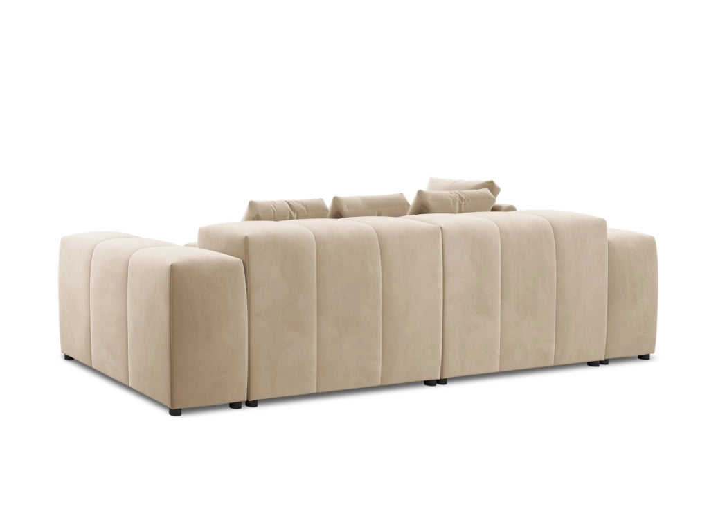 Cosmopolitan Design - Divano angolare modulare reversibile "Rome" 5 posti in velluto beige 