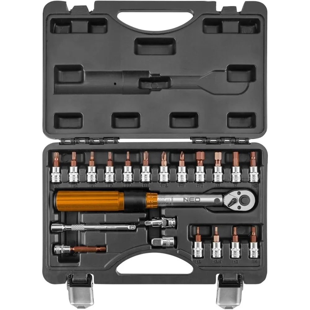 Topex 08-821 chiave dinamometric ica doppio clic 1/4 5-25nm set