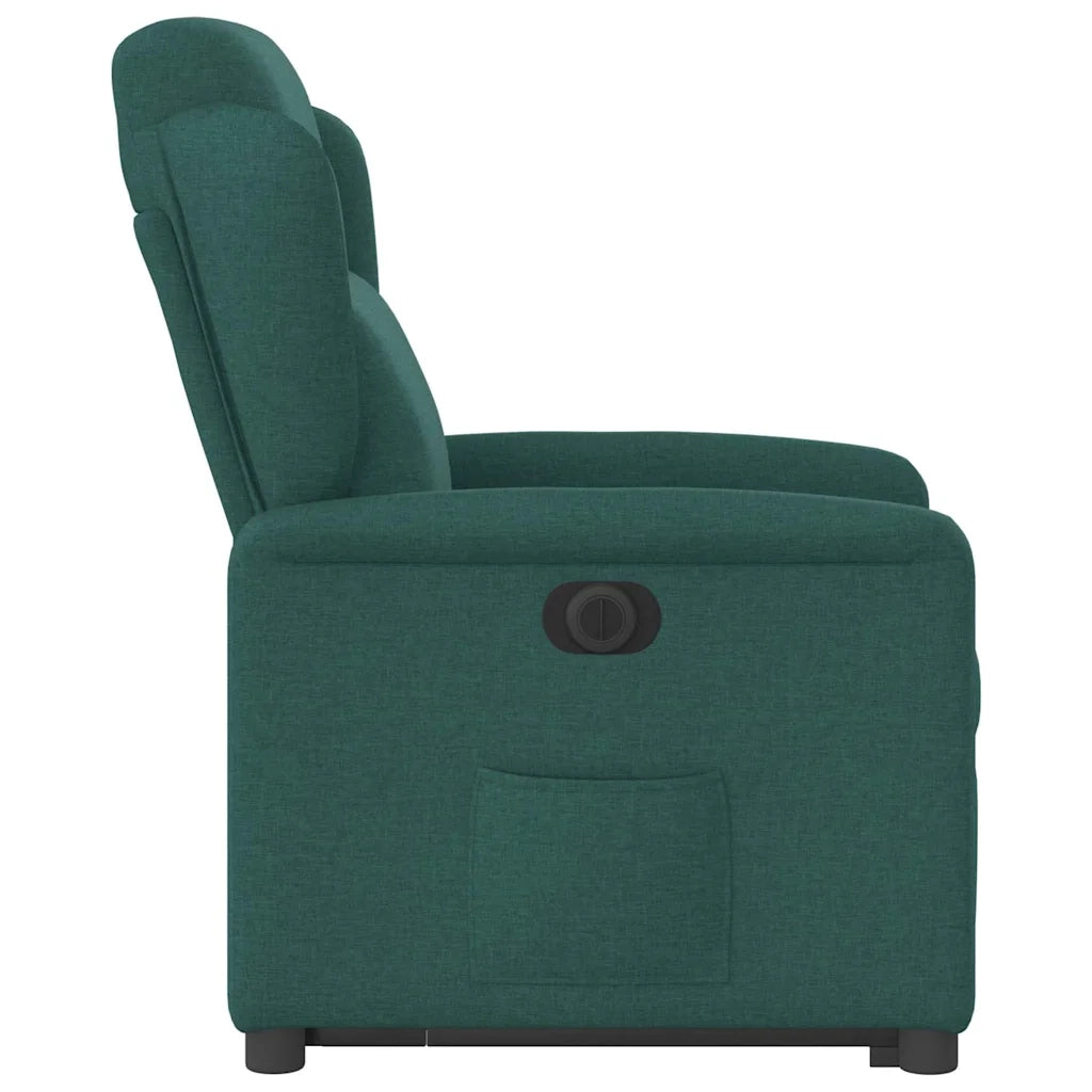 vidaXL Poltrona Alzapersona Reclinabile Elettrica Verde Scuro Tessuto