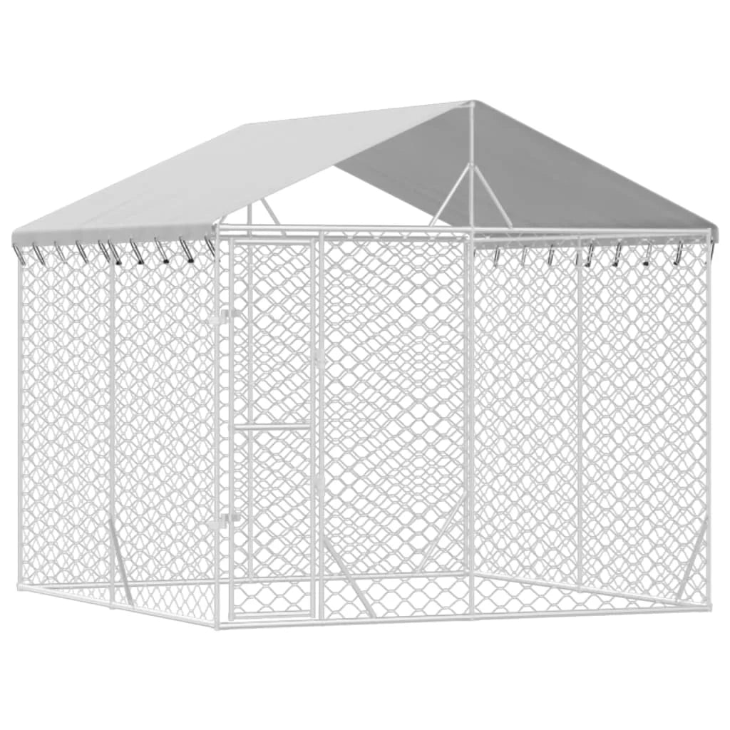Cuccia/gabbia/recinto/zaino per animali da esterno con tetto argentato 3 x 3 x 2,5 m Argento 02_0041899