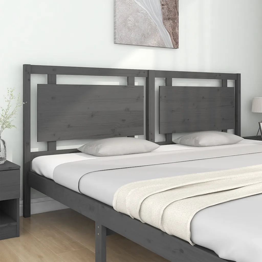 Testiera per Letto Grigia 205,5x4x100 cm Legno Massello di Pino 817962