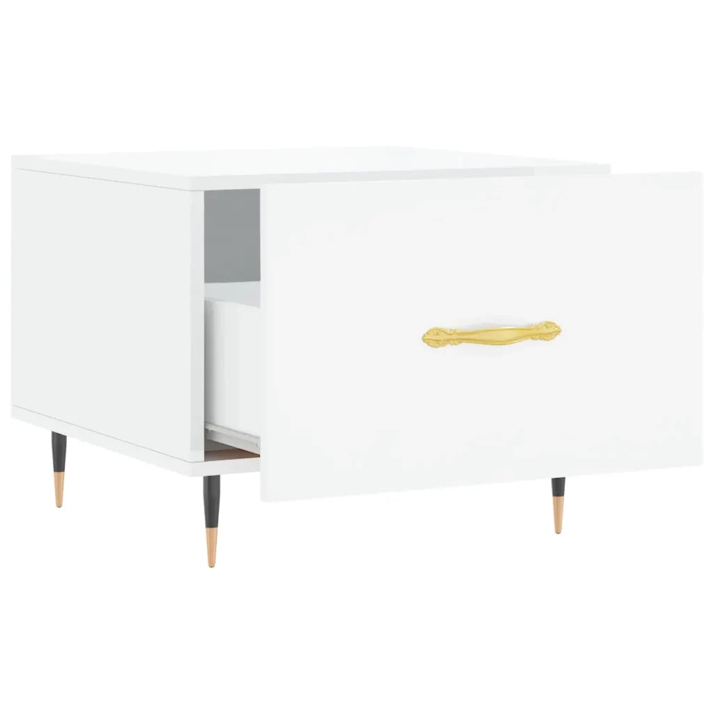 Tavolini Salotto 2pz Bianco Lucido 50x50x40cm Legno Multistrato
