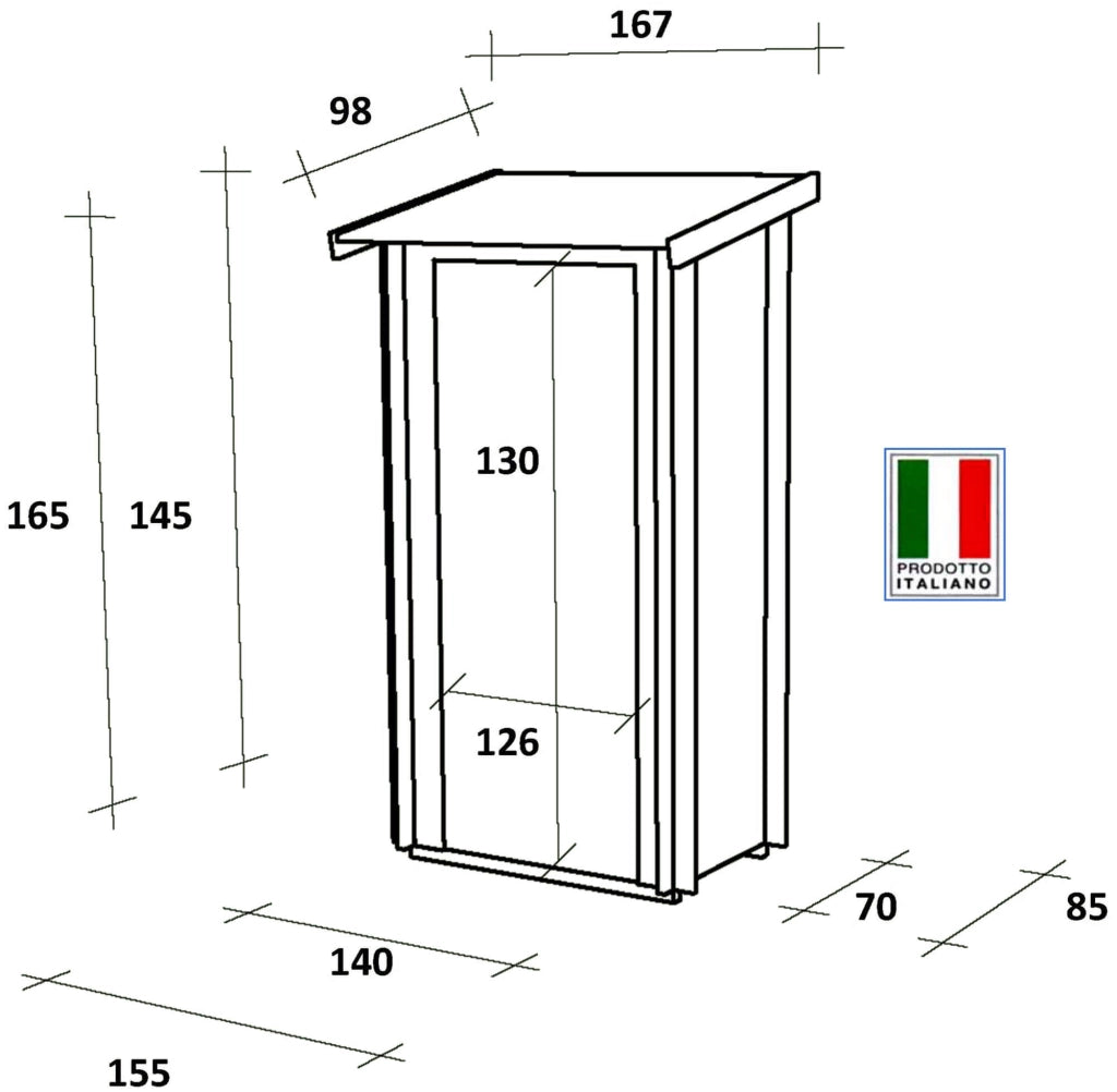 Casetta Box da Giardino per Attrezzi 155x85 cm con Porta Doppia Cieca in Legno Castagno