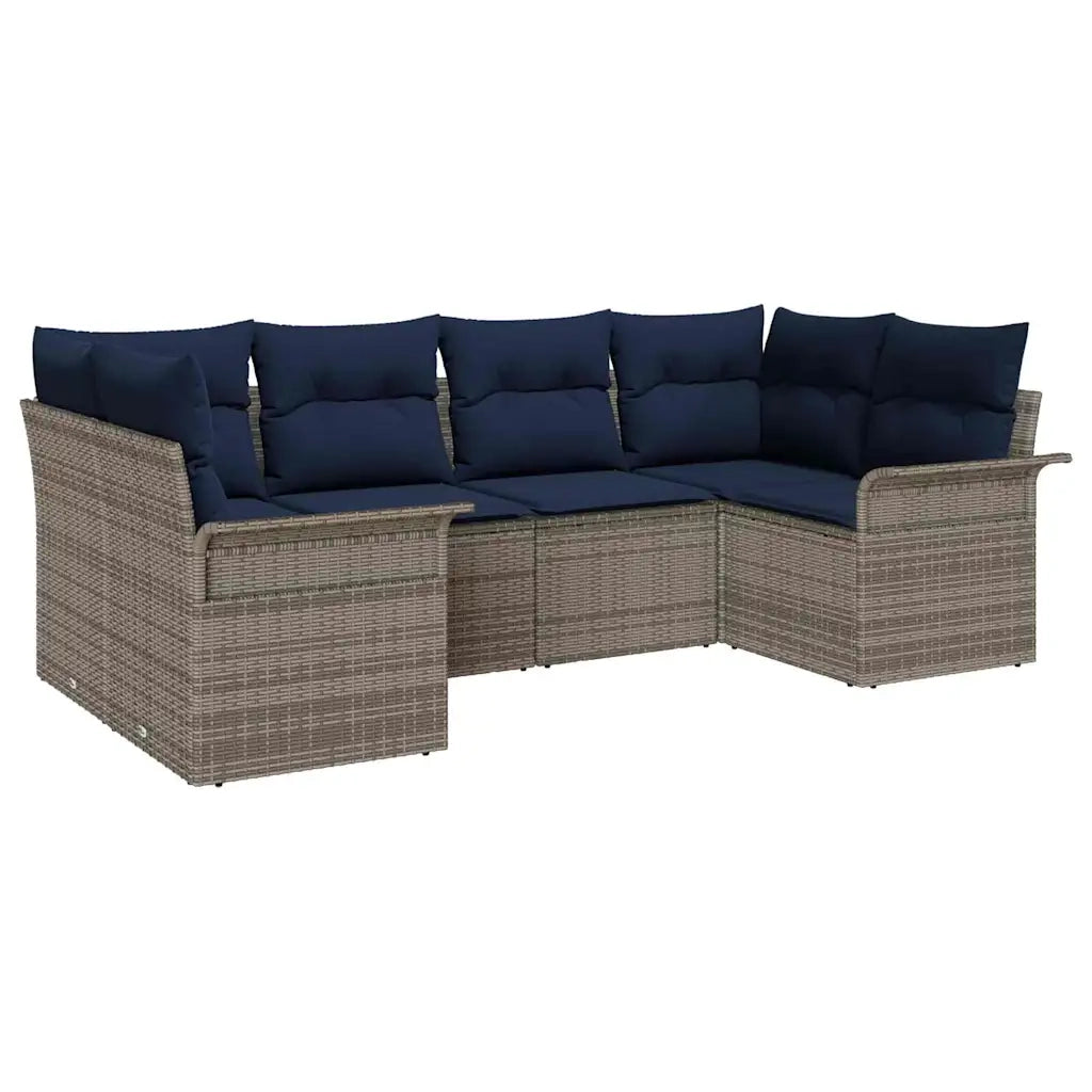 Set Divano da Giardino 6 pcs Grigio Poly Rattan 3354174