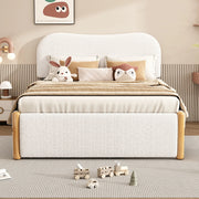 Letto a castello per bambini - Xylo - 140x200 cm - Bianco - Capitonato con letto estraibile