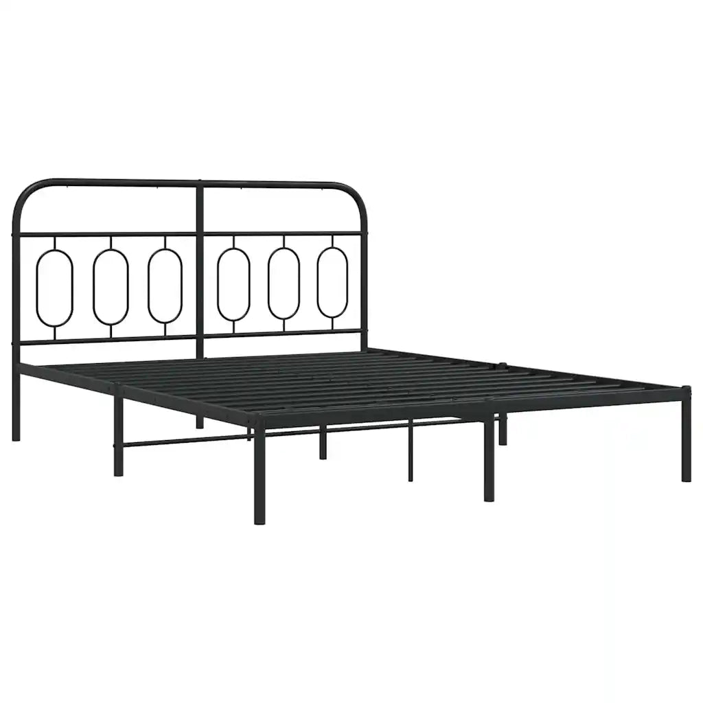 Giroletto con Testiera-Struttura Letto con testiera in Metallo Nero 135x190 cm 422228