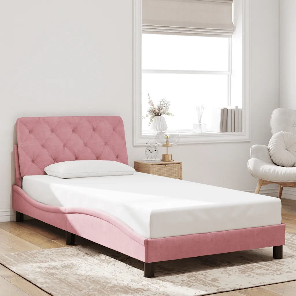 Giroletto con LED senza Materasso Rosa 100x200 cm in Velluto 3213842
