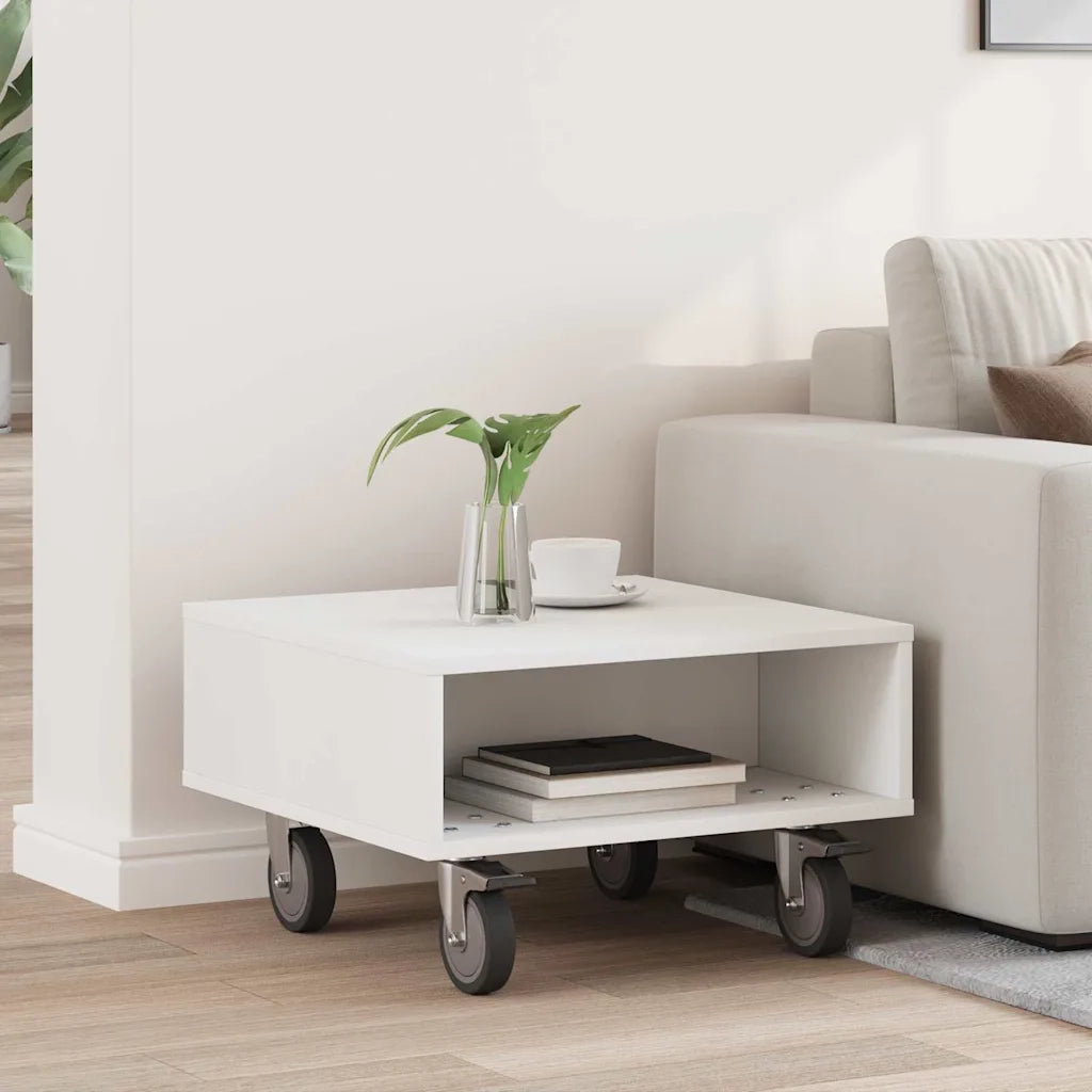 Tavolino con Ruote Bianco 50,5 x 50 x 30 cm 891024