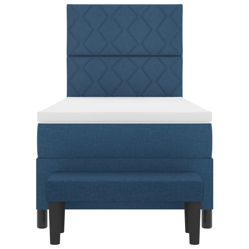 Letto con Rete con Materasso e Panchina Blu 100x200 cm Tessuto