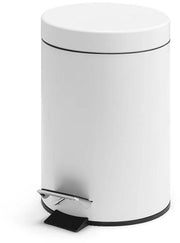 Mini-contenitore per rifiuti in acciaio inossidabile per la camera da bagno con meccanismo di scarico - Silenzioso e igienico - Piccolo contenitore per cosmetici con coperchio inclinabile (bianco)