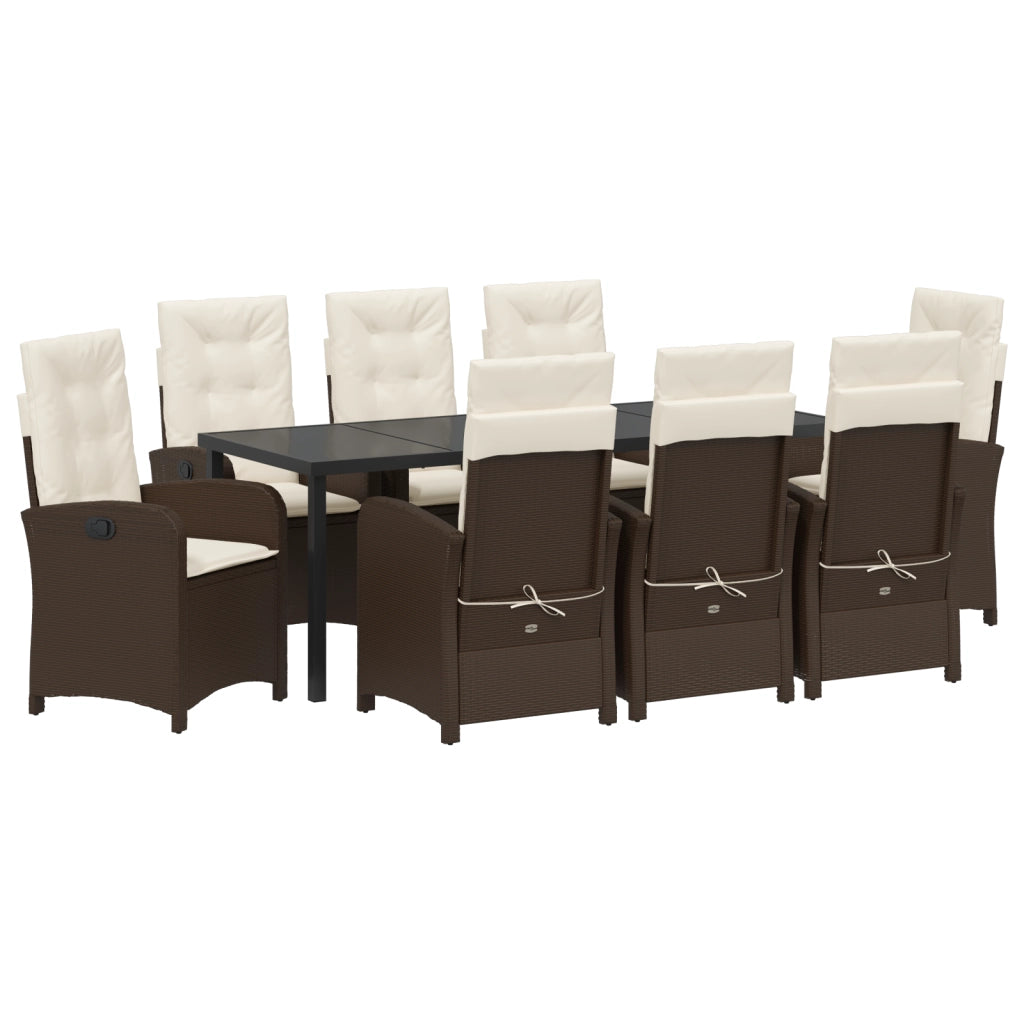 Set di Mobili da Giardino da 9 Pezzi con Cuscini in Polyrattan