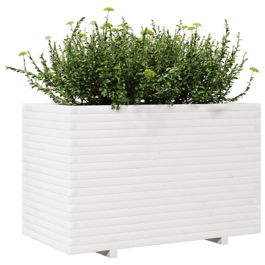 Fioriera da Giardino Bianca 110x60x72 cm Legno Massello di Pino 3282650