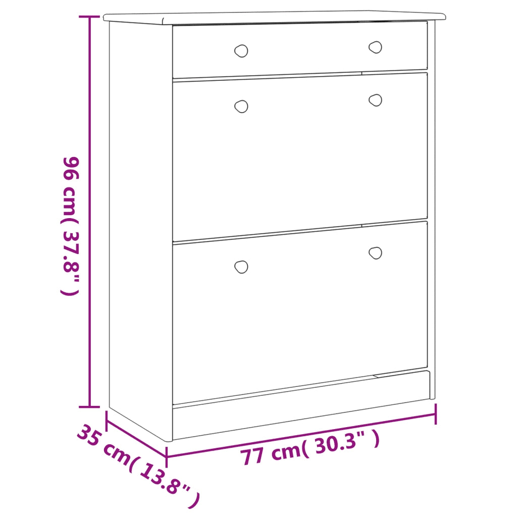 Scarpiera-Scaffale per scarpe ALTA 77x35x96 cm in Legno Massello di Pino 268513