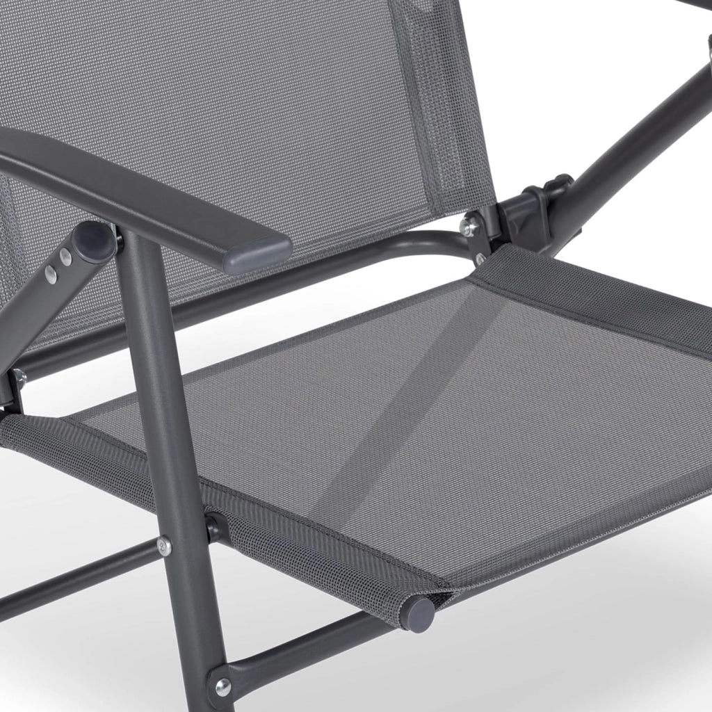 Set di 4 sedie da giardino pieghevoli ALGHERO in metallo e textilene grigio antracite con braccioli