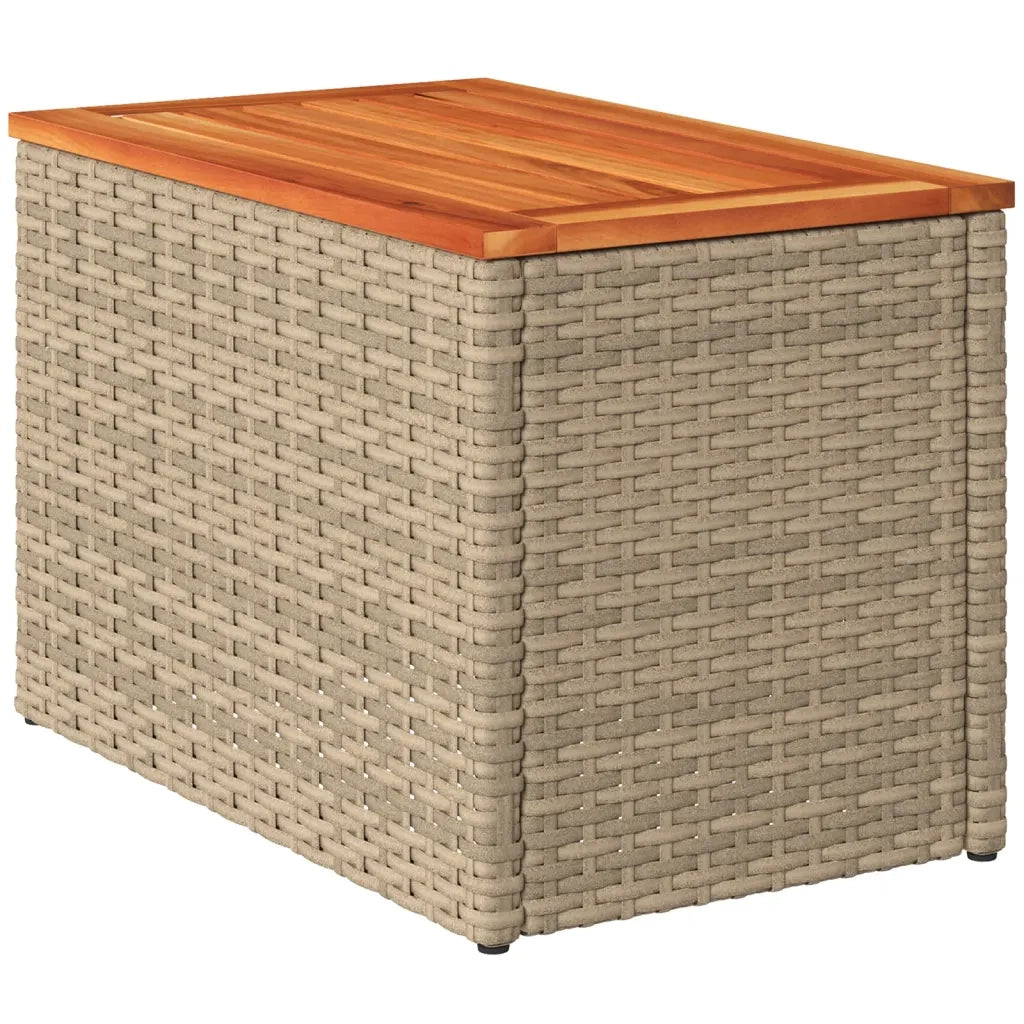 Tavolini Giardino 2 pz | Tavolino da esterno Beige 55x34x37 Polyrattan Legno Massello