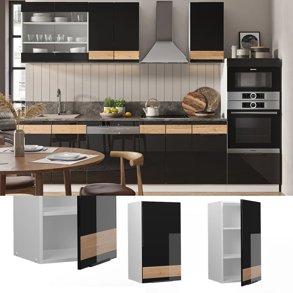 Vicco Pensile da cucina Rovere nero lucido 40 cm