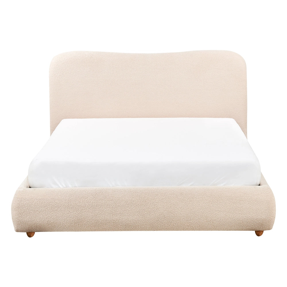 Letto matrimoniale con contenitore 140 x 200 cm bouclé beige chiaro stile minimalista