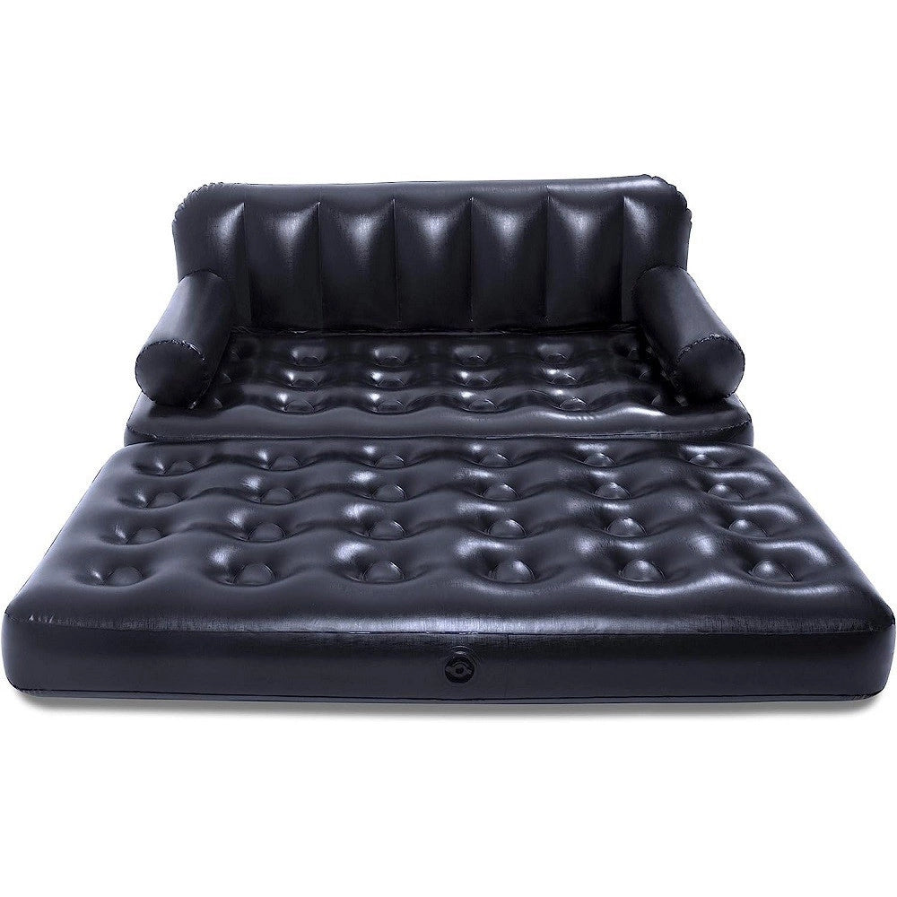 Trade Shop - Divano Multifunzione 188x152x64cm Nero Gonfiabile Pieghevole 5in1 Con Sacca 75054 -
