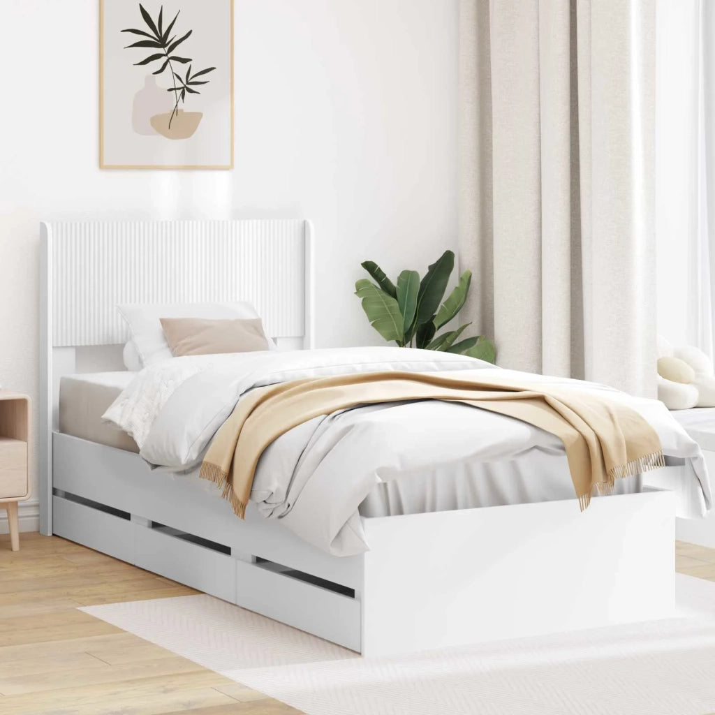 Struttura del letto con stoccaggio e testata Bianco 90 x 200 cm 3414335