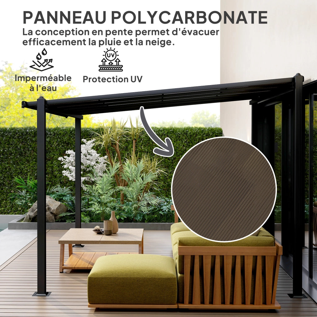 Pergola da giardino in alluminio 3x3m con tetto in policarbonato ¨C zephmum ¨C grigio