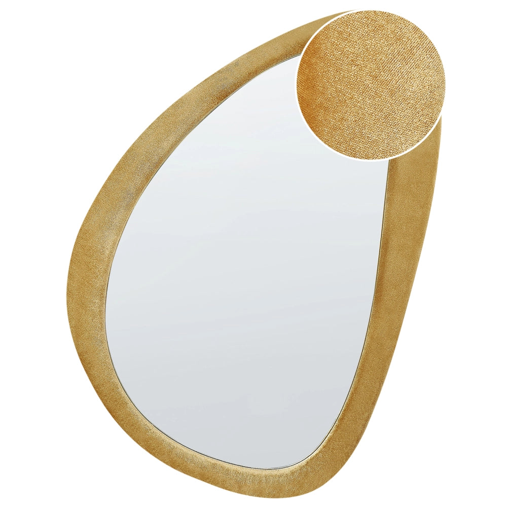 Specchio da parete giallo con cornice in MDF, vetro 61 x 91 cm, forma irregolare, pezzo decorativo da parete, stile moderno.