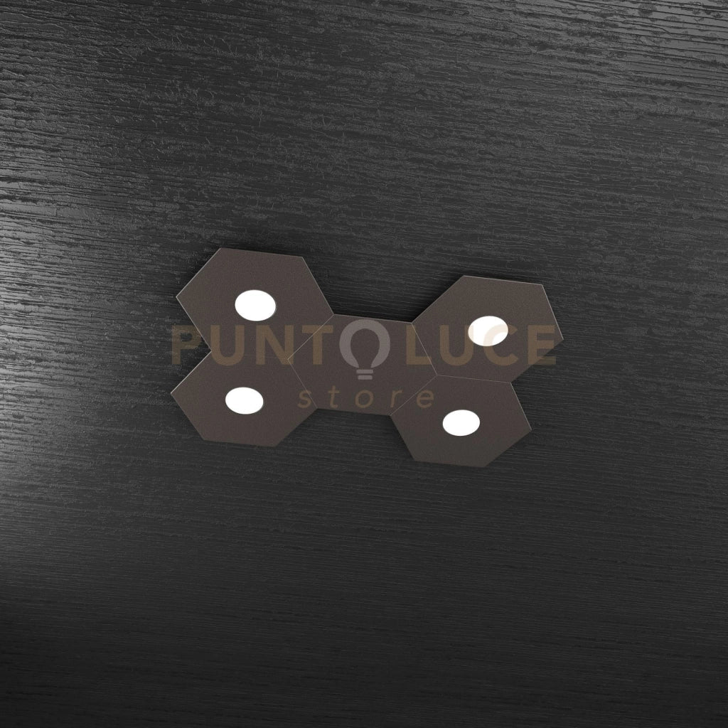 HEXAGON APPLIQUE-PLAFONIERA 4 LUCI + 1 DECORATIVO MARRONE 1142-4L1D-MA
