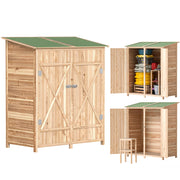 Armadio da giardino in legno con tavolo ¨C Xylo ¨C effetto legno naturale 140x75x157 cm
