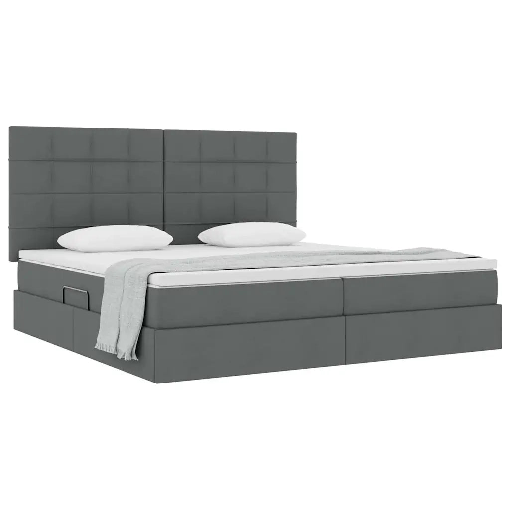 Letto con contenitore e materasso Grigio scuro 200 x 200 cm 3371803