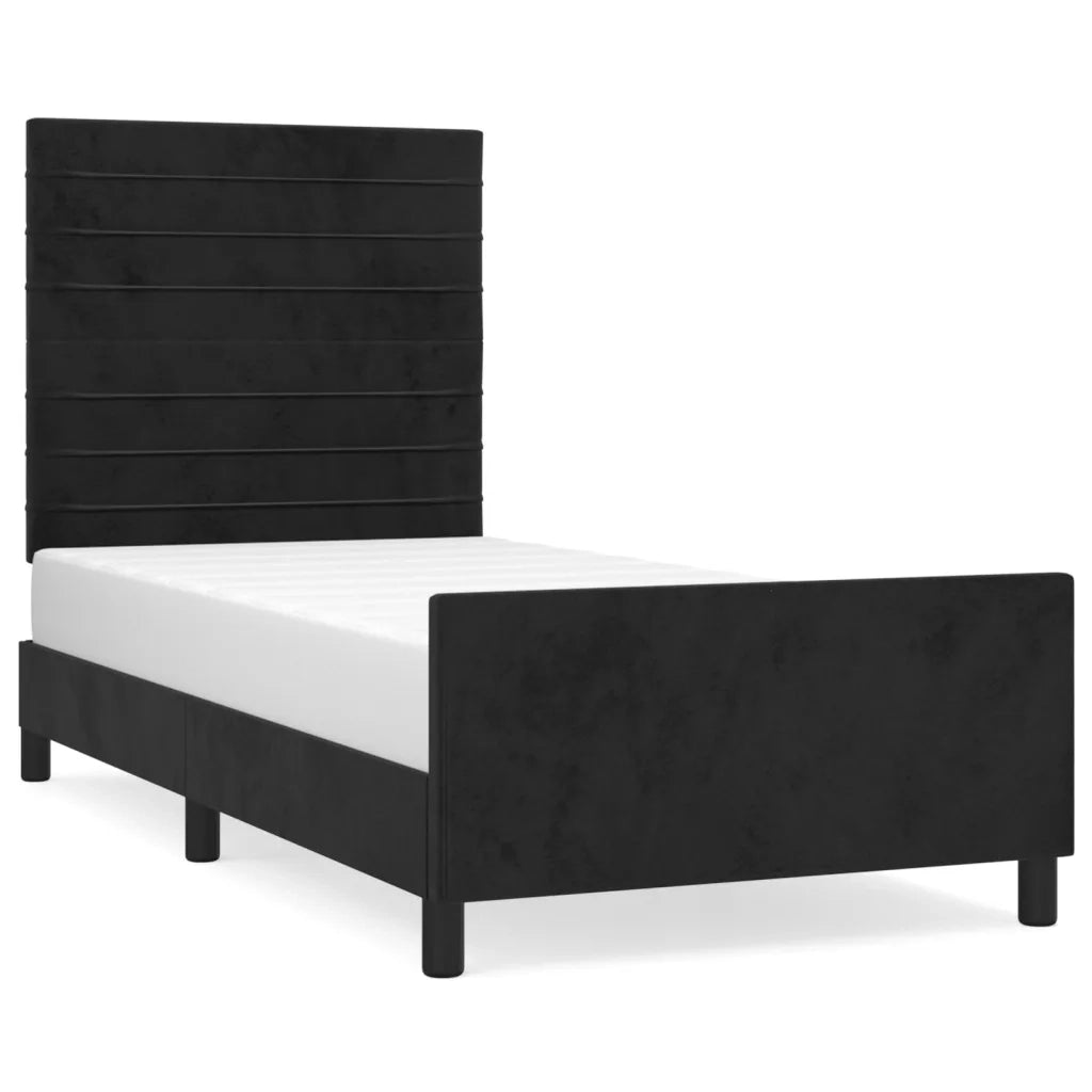 Giroletto con Testiera-Struttura Letto con testiera Nero 80x200 cm in Velluto 834185