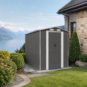 Light Grey Garden Shed, 192x274x223 Cm, Galvanized Steel