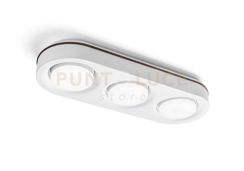 ELLADE Lampada da soffitto 3 luci attacco GX53 in gesso bianco con rifinitura Bronzo